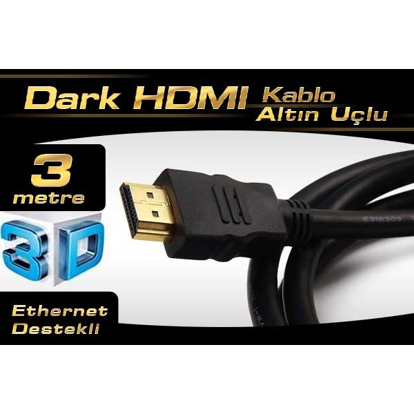 DARK DK-HD-CV14L300A90 HDMI KABLO AĞ DESTEKLİ 3MT Ver1.4 ALTIN UÇLU 3D