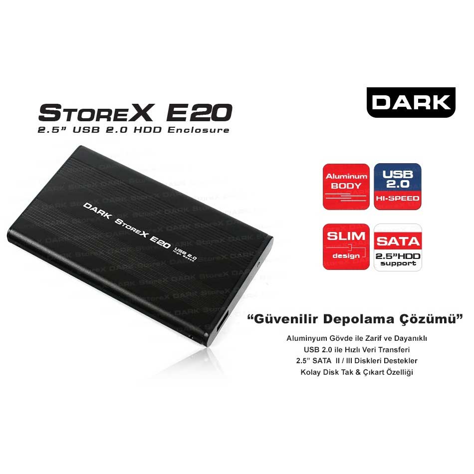 DARK DK-AC-DSE20 2.5" USB 2.0 SATA HDD KUTU ALUMİNYUM