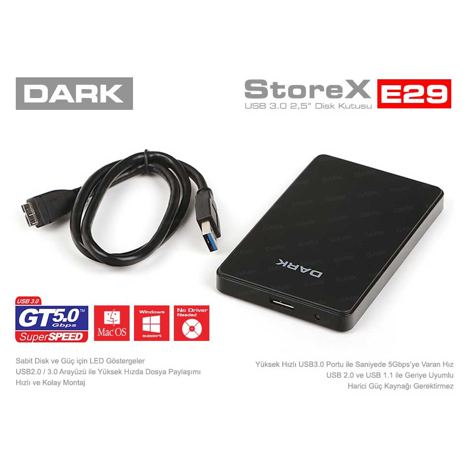 DARK DK-AC-DSE29 2.5" USB 3.0 SATA HDD KUTU