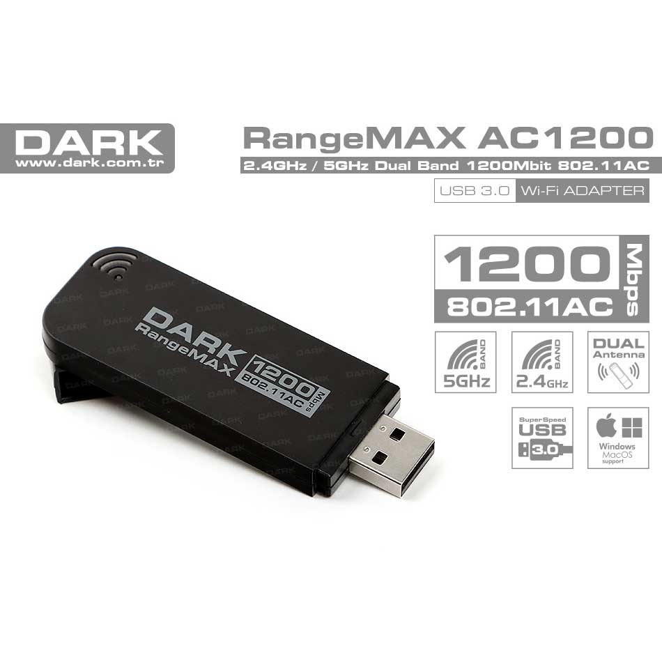 DARK DK-NT-WDA1210 1200MB/s 2.4/5Ghz DUAL BAND USB WIRELESS ADAPTÖR