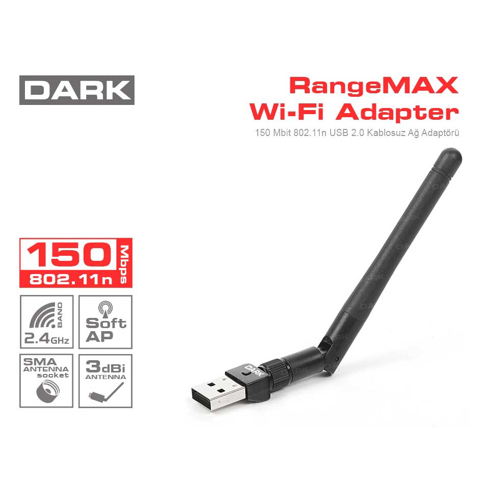 DARK DK-NT-WDN153 150 MBPS 1x3DBI USB WIRELESS ADAPTÖR