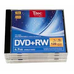 TTEC 4.7GB/120MIN 4X YENİDEN YAZILABİLİR DVD+R (5'Lİ PAKET)