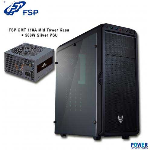 FSP CMT110A 500W 1x12CM FAN MIDI TOWER 2xUSB3.0 / 1xUSB2.0 1xAUDIO SİYAH KASA