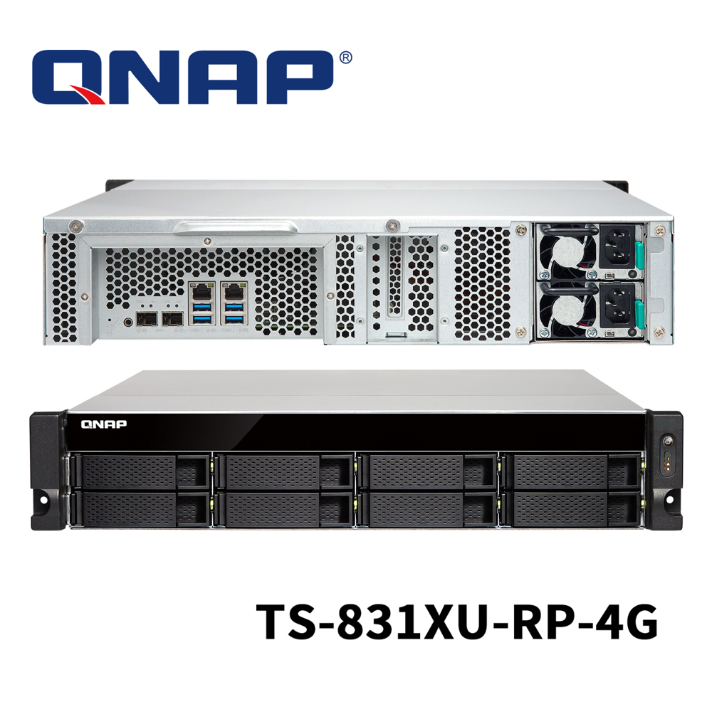 QNAP TURBONAS TS-831XU-RP 4GB 8BAY 2xGLAN 2x10G SFP RACKMOUNT DEPOLAMA ÜNİTESİ