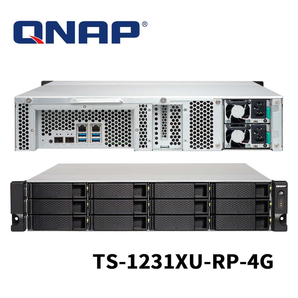 QNAP TURBONAS TS-1231XU-RP 4GB 12BAY 2xGLAN 2x10G SFP RACKMOUNT DEPOLAMA ÜNİTESİ