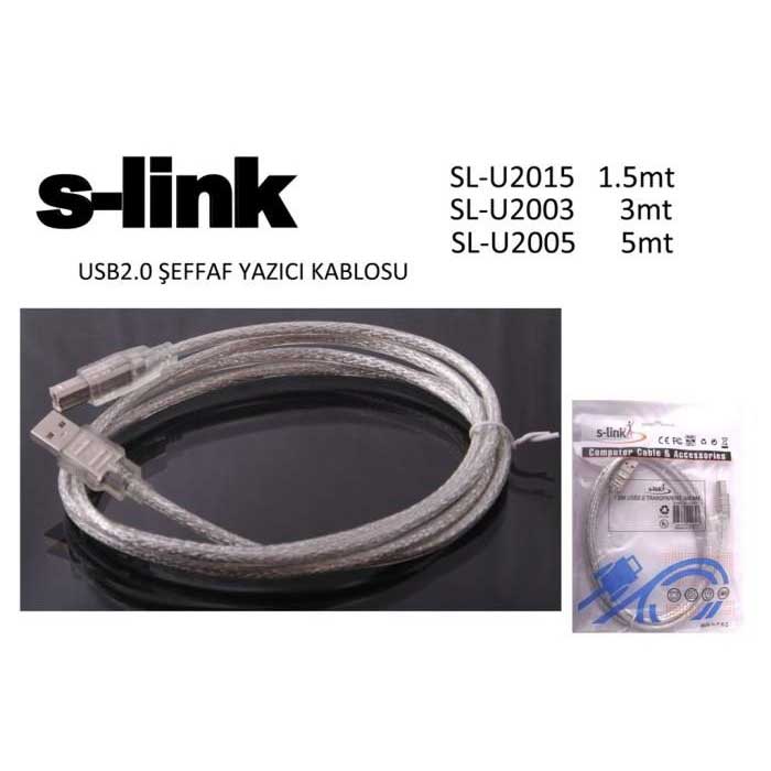S-LINK SL-U2003 USB 2.0 YAZICI KABLOSU 3 MT