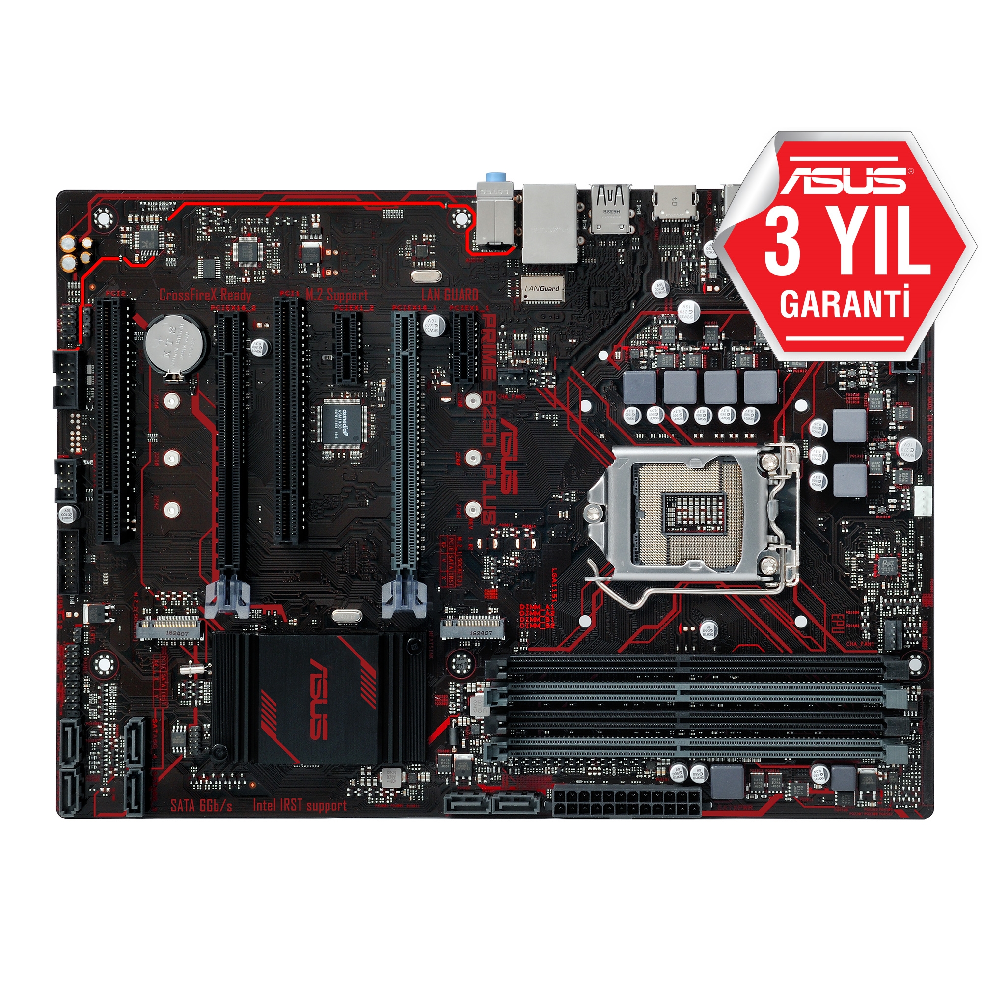 ASUS PRIME B250-PLUS B250 4xDDR4 VGA+DVI+HDMI 1xGLAN USB 3.1 1151Pin ANAKART