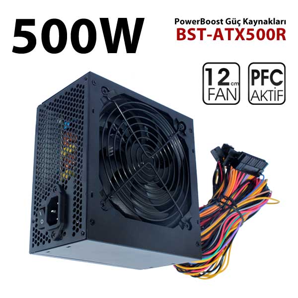 POWER BOOST BST-ATX500R 500W 12cm FANLI POWER SUPPLY AKTIF PFC