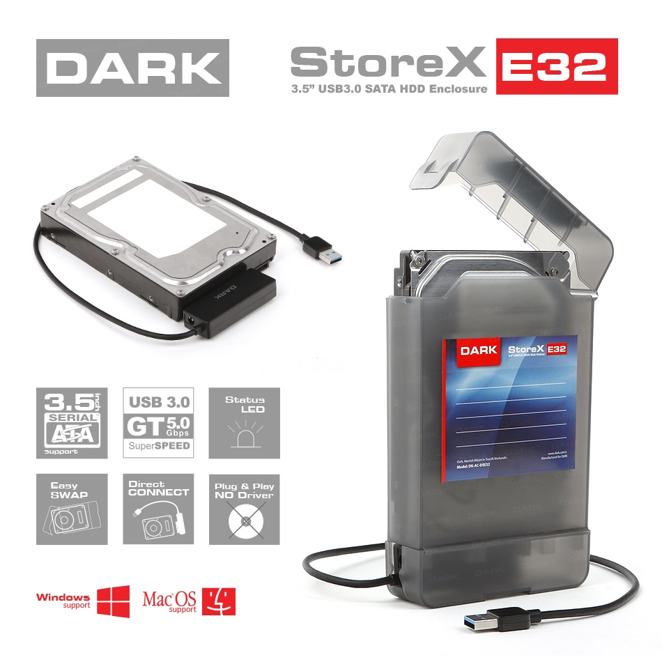 DARK DK-AC-DSE32 3.5" USB 3.0 SATA HDD KUTU