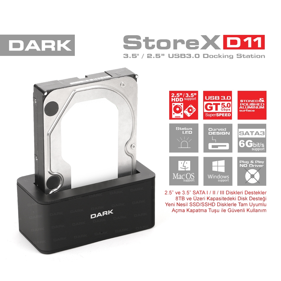 DARK DK-AC-DSD11 2.5"-3.5" USB 3.0 SATA DOCKING STATION