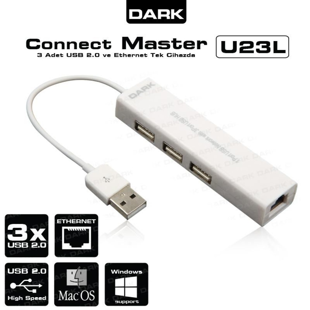 DARK DK-AC-USB23L 3xUSB/1xETHERNET ÇEVİRİCİ