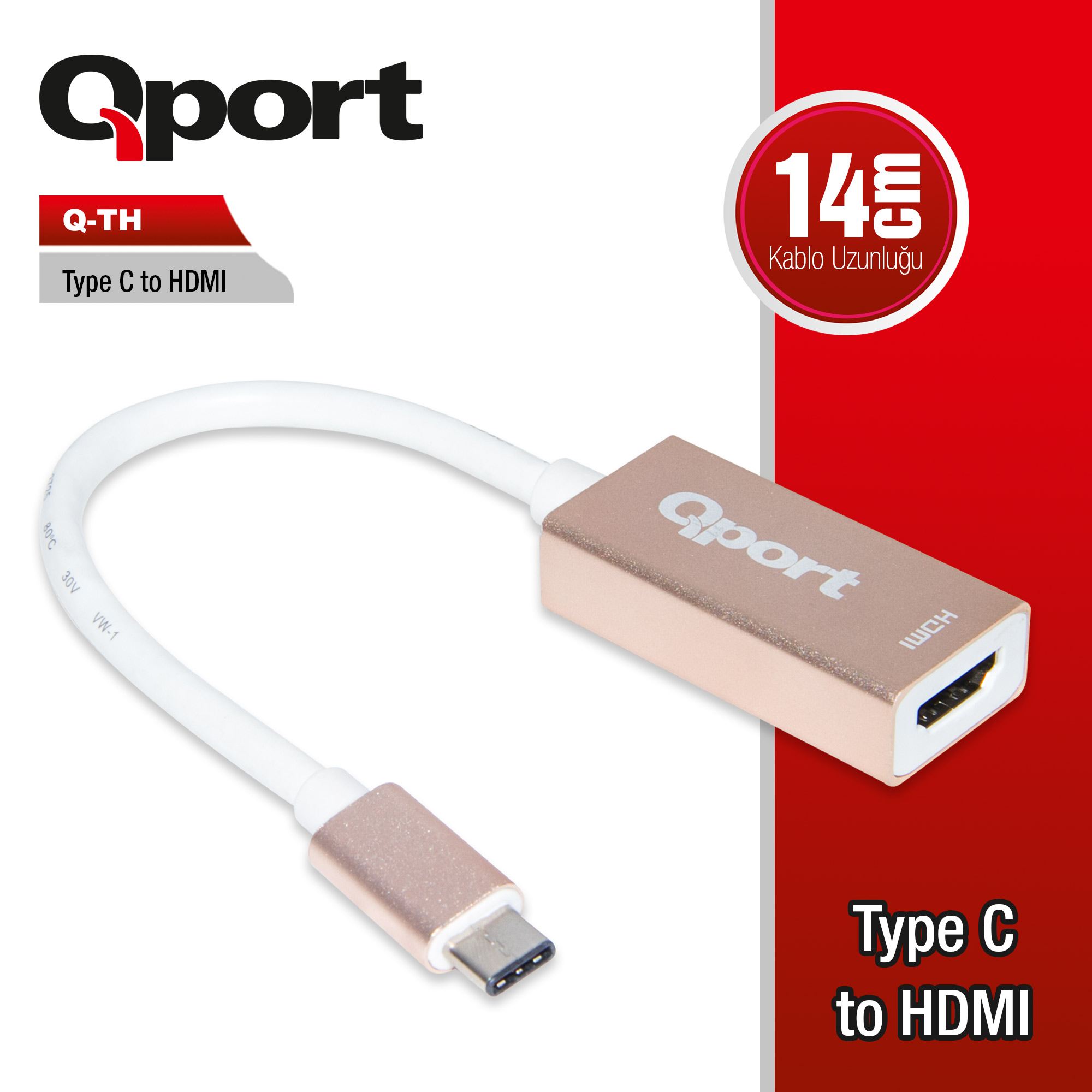 QPORT Q-TH TYPE-C TO HDMI 30Hz 4K/2K ÇEVİRİCİ