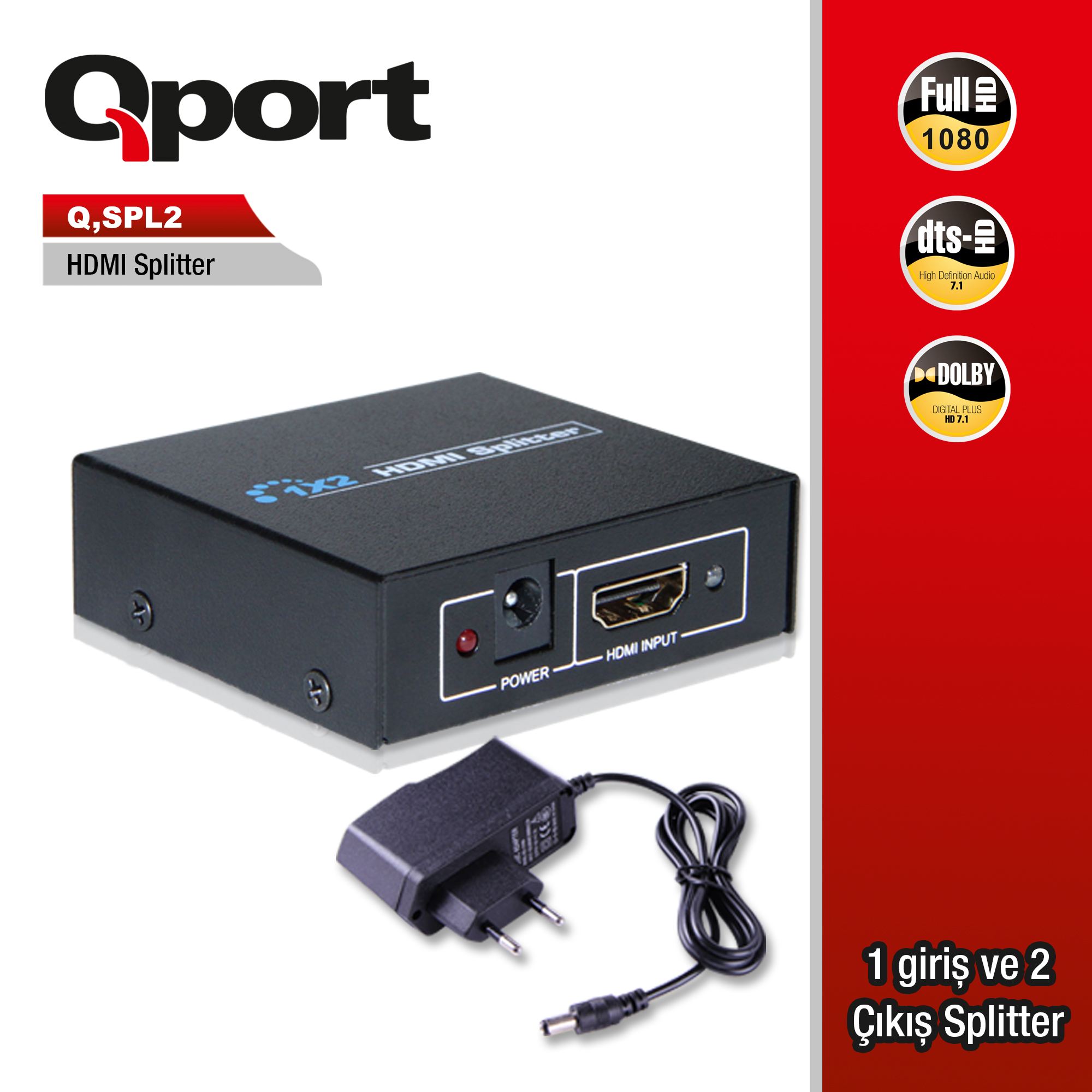 QPORT Q-SPL2 2 PORT FHD HDMI ÇOKLAYICI       