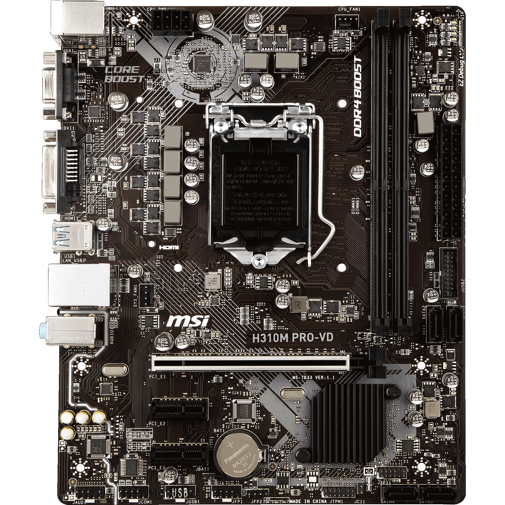 MSI H310M PRO-VD H310 2xDDR4 VGA/DVI 1xGLAN USB 3.1 16X 1151v2 PIN ANAKART