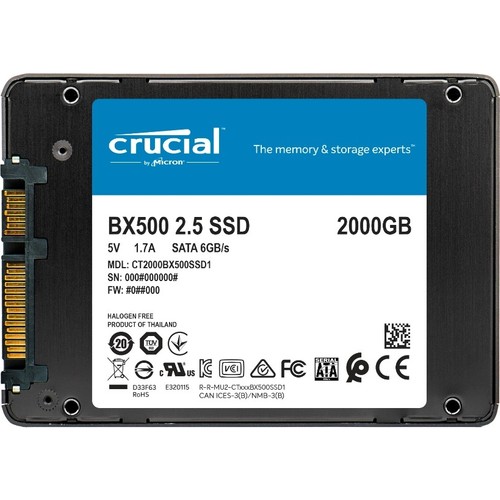 CRUCIAL BX500 2TB 540/500MB/s 2.5" SATA 3.0 SSD CT2000BX500SSD1