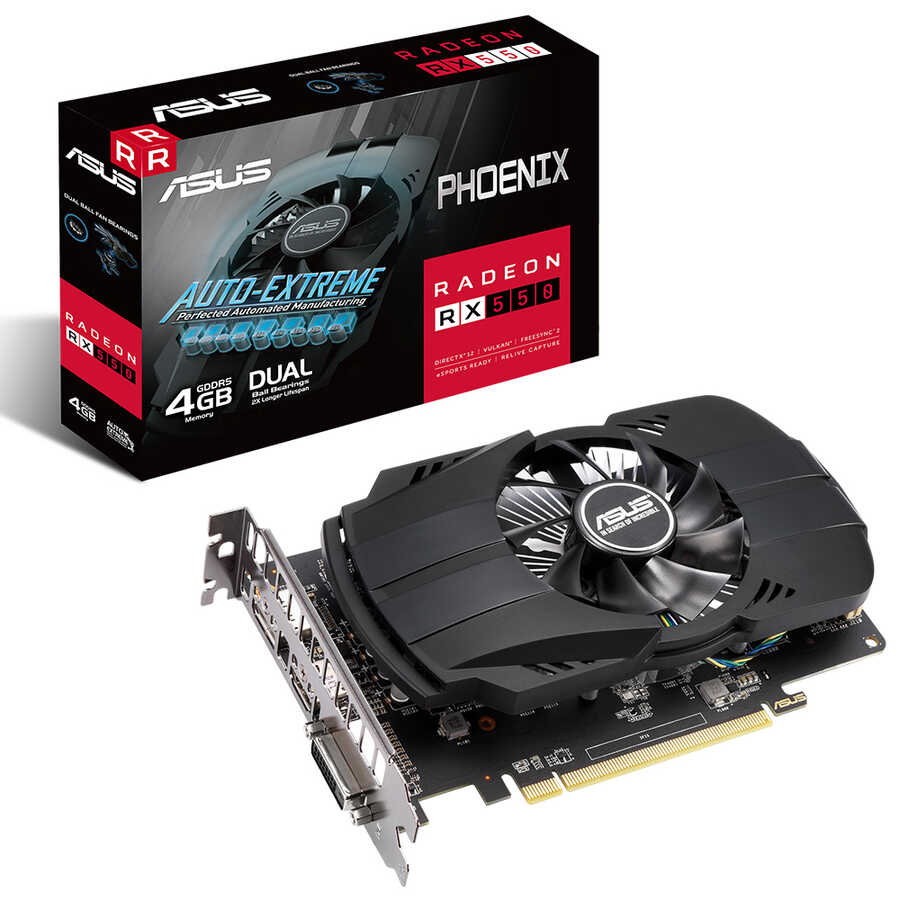 ASUS AMD PHOENIX 4GB GDDR5 128Bit DVI/HDMI/DP 16X PH-RX550-4G-EVO