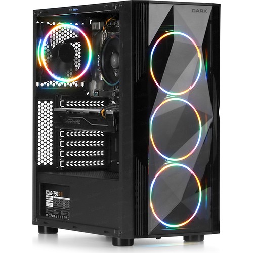 DARK DİAMOND PRO PSU YOK 4x12CM ARGB FAN MIDI TOWER FULL AKRİLİK SİYAH GAMING KASA 