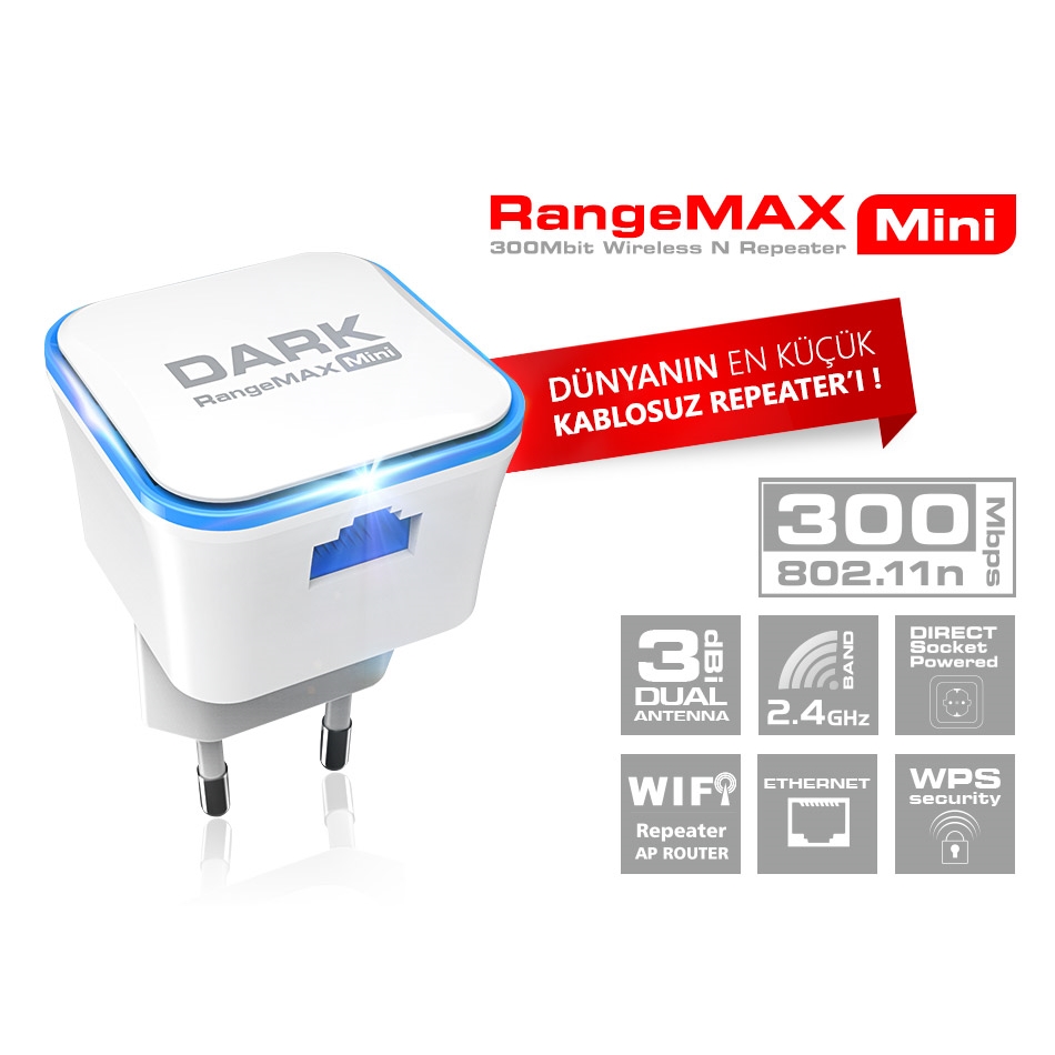 DARK RANGEMAX WRT360 DK-NT-WRT360 300MBPS 1PORT 3DBI 2.4GHz WIFI REPEATER