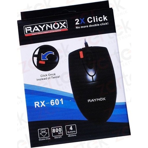 RAYNOX RX-601 KABLOLU SİYAH OPTIK MOUSE