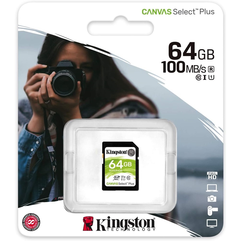 KINGSTON CANVAS SELECT PLUS 64GB SDXC CLASS10 HAFIZA KARTI SDS2/64GB