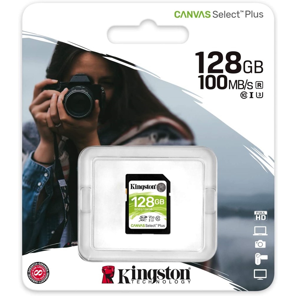 KINGSTON CANVAS SELECT PLUS 128GB SDHC CLASS10 HAFIZA KARTI SDS2/128GB