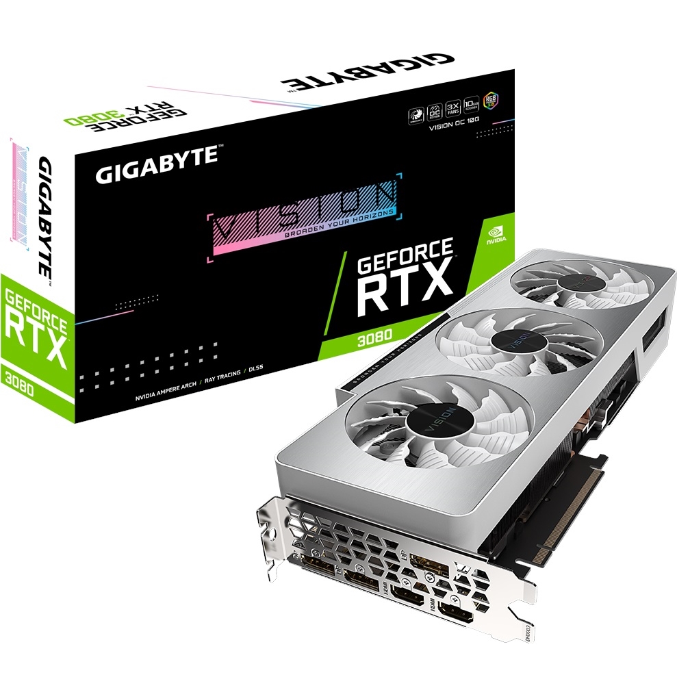 GIGABYTE RTX3080 VISION OC 10GB GDDR6X 320 Bit 3xDP/2xHDMI PCI-E 4.0 DX12 GV-N3080VISION OC-10GD