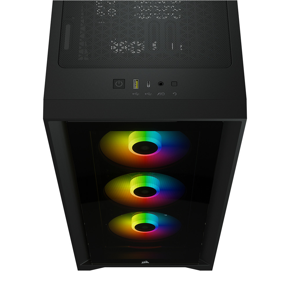 CORSAIR 4000X RGB TG BLACK PSU YOK 3x12CM RGB FAN TEMPERLİ CAM RGB GAMING KASA CC-9011204-WW