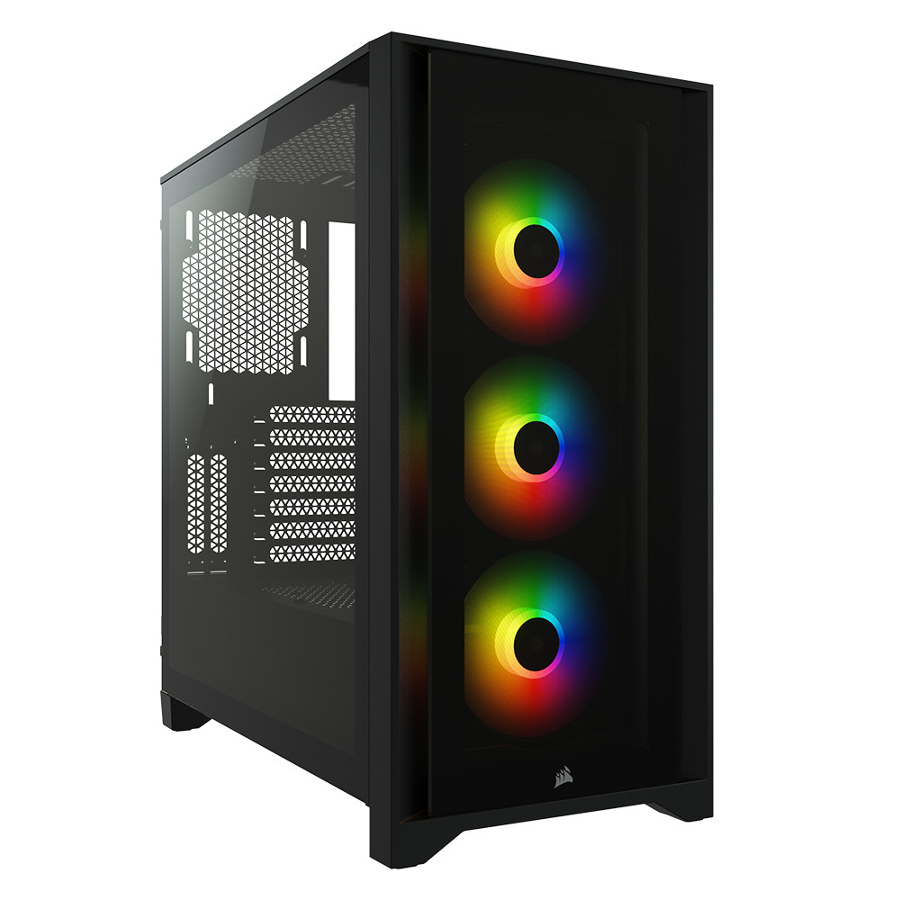 CORSAIR 4000X RGB TG BLACK PSU YOK 3x12CM RGB FAN TEMPERLİ CAM RGB GAMING KASA CC-9011204-WW