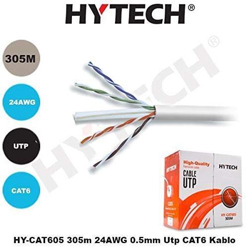 HYTECH HY-CAT605 305 MT UTP CAT6 NETWORK KABLO GRI 24 AWG 0.50MM