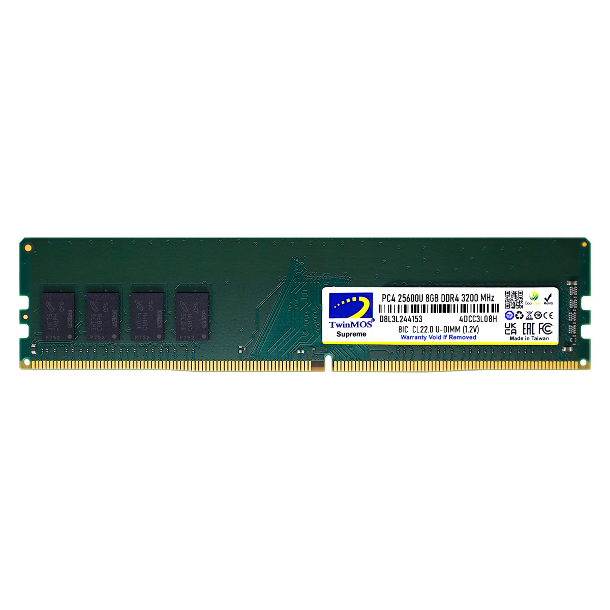 TWINMOS 8GB 3200MHZ DDR4 PC RAM MDD48GB3200D