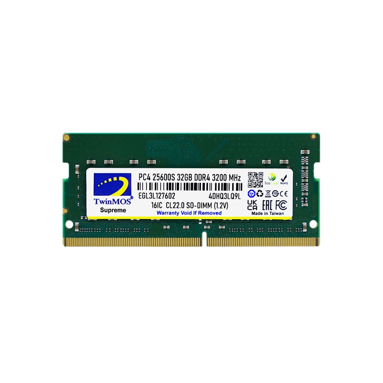 TWINMOS 32GB 3200Mhz DDR4 NOTEBOOK RAM MDD432GB3200N