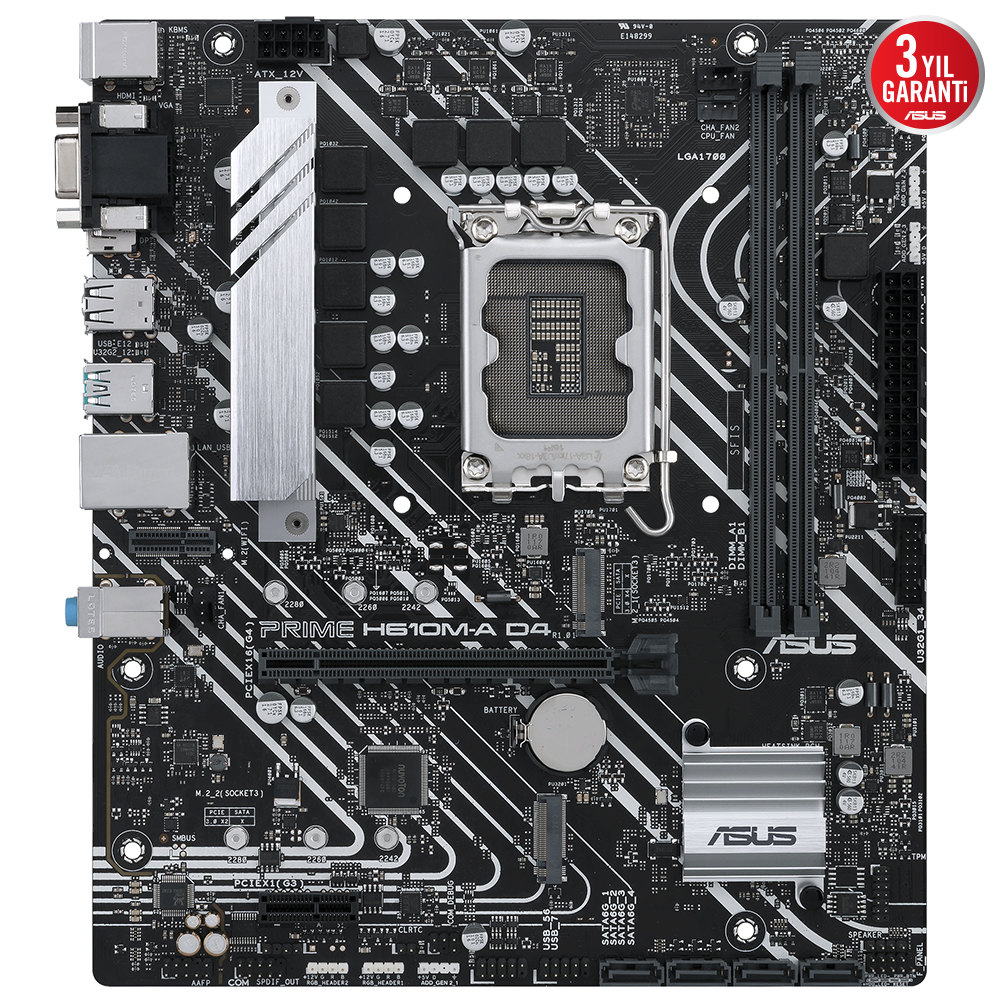 ASUS PRIME H610M-A D4 2xDDR4 VGA/HDMI/DP 2xM.2 1xGLAN 1700P ANAKART