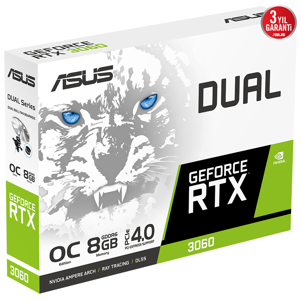 ASUS DUAL-RTX3060-O8G-WHITE RTX3060 DUAL 8GB GDDR6 128Bit 3xDP/1xHDMI PCI-E 4.0 DX12