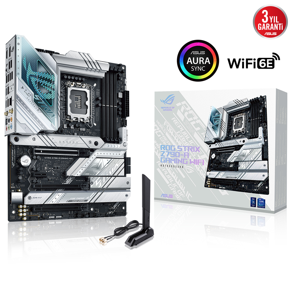 ASUS ROG STRIX Z790-A GAMING WIFI D4 4xDDR4 5333 DP HDMI 4xM2 USB3.2 WİFİ 6E BT AURA RGB 2.5GBİT LAN ATX PCIE SLOT Q RELEASE ARMOURY CRATE AI SUİTE 3