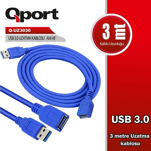 QPORT Q-UZ3050 USB 3.0 USB UZATMA KABLOSU 5 MT