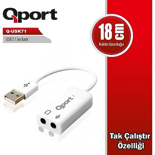QPORT Q-USK71 USB TO SOUNDCARD 7.1 USB SES KARTI