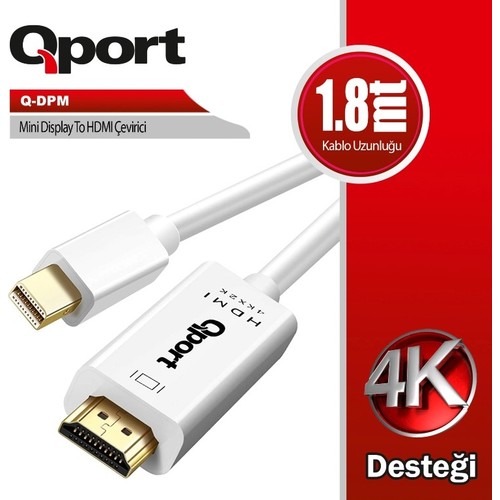 QPORT Q-DPM MINI DISPLAY TO HDMI 1.8MT ÇEVİRİCİ KABLO