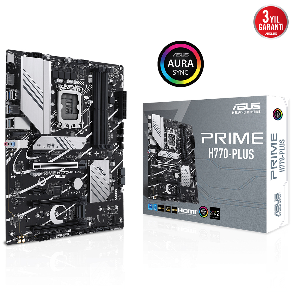 ASUS MB PRIME H770-PLUS Intel H770 LGA1700 DDR5 7200 DP HDMI 3xM2 USB3.2 AURA RGB 2.5Gbit LAN ATX ASUS 5X PROTECTION III Armoury Crate AI Suite 3