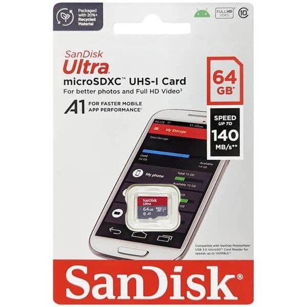 SANDISK ULTRA 64GB MICRO SDHC HAFIZA KARTI SDSQUAB-064G-GN6MN