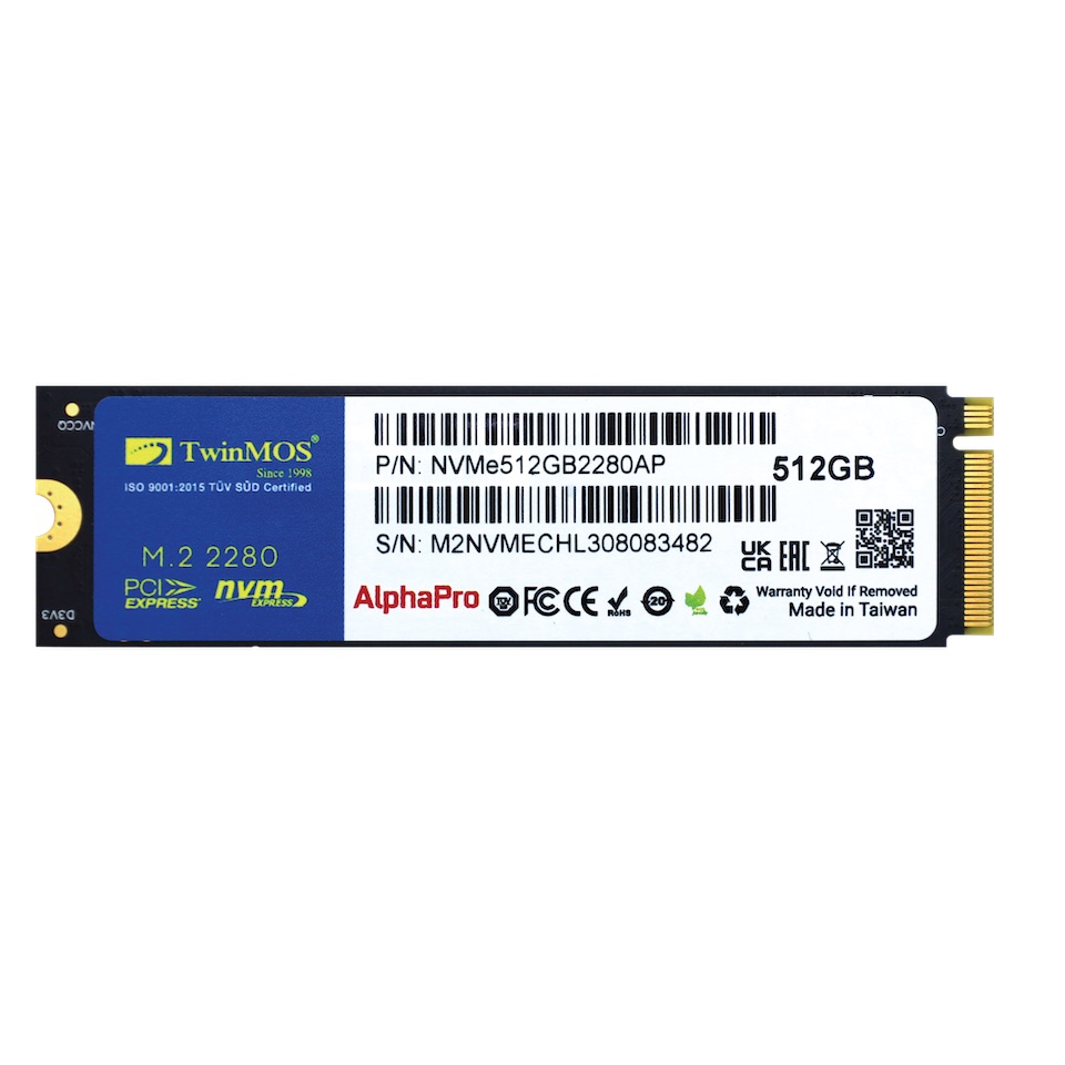 TWINMOS 512GB 3600/3250Mb/s M2 PCIE GEN3 NVME SSD NVMe512GB2280AP 3D-NAND