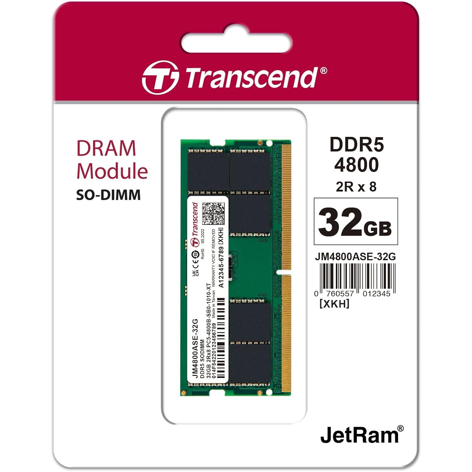 TRANSCEND 32GB 4800MHz DDR5 1.1V JM4800ASE-32G NOTEBOOK RAM