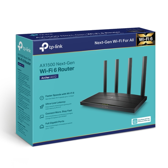 TP-LINK ARCHER AX12 AX1500 1500MBPS GIGABIT DUALBAND WIFI6 ROUTER
