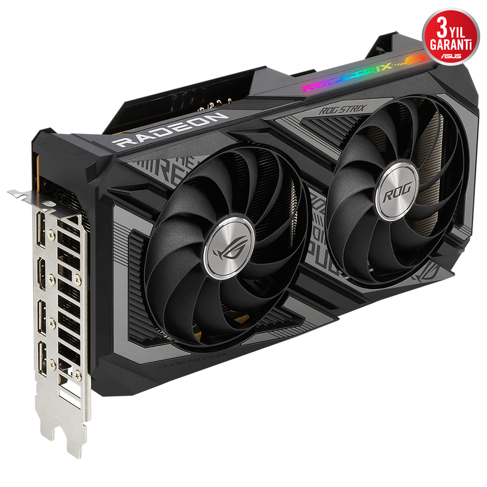 ASUS ROG-STRIX-RX6650XT-O8G-V2-GAMING RX6650XT 8GB GDDR6-128bit-OC-HDMI-3xDP-RGB-EKRAN KARTI