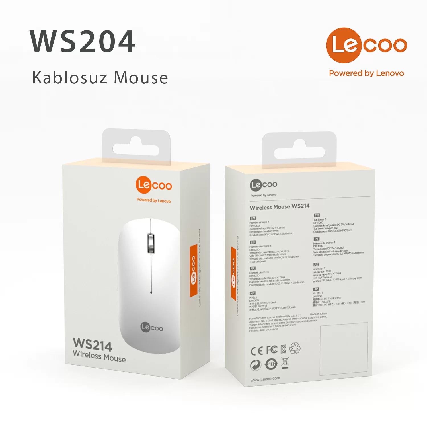 LECOO WS214 KABLOSUZ 1200 DPI BEYAZ SESSİZ MOUSE