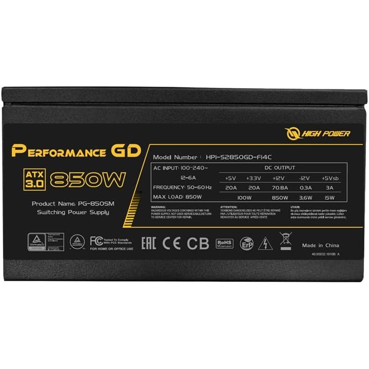 HIGH POWER PERFORMANS SERIES 850W 80+ GOLD GEN5 POWER SUPPLY HP1-S2850GD-F14C