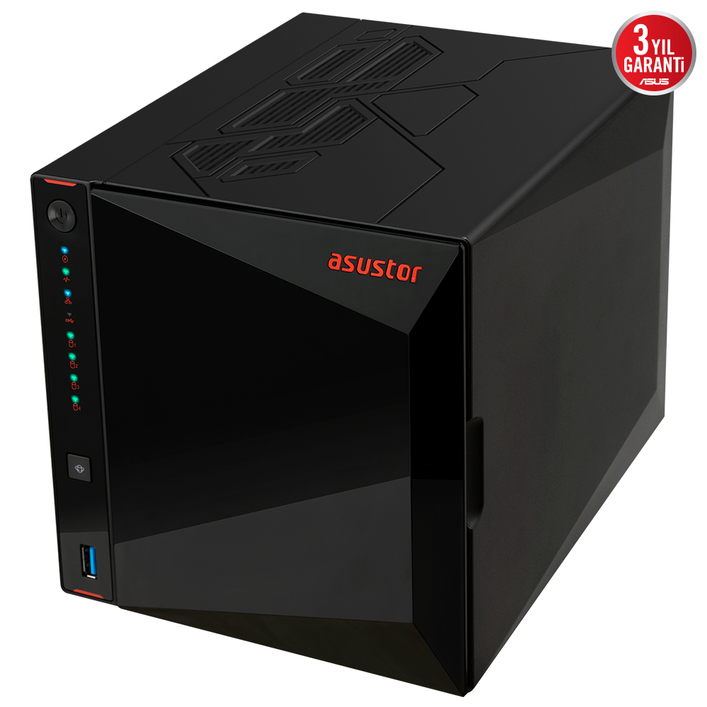 ASUSTOR AS5404T Intel N5105, 4 Yuvalı (4X22TB Desteği), 4GB DDR4(8GB Ram Desteği), M.2 x4, 2.5GbE x2, USB 3.2 x2, HDMI 2.0b x1, NAS DEPOLAMA ÜNİTESİ