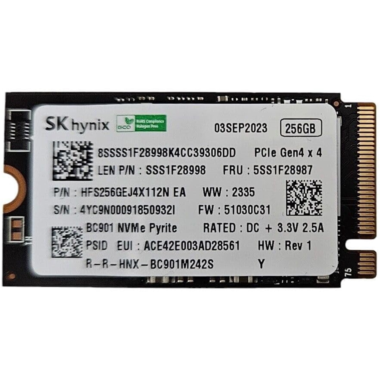 HYNIX HFS256GEJ4X112N 256GB 3200/2300MB/s M.2 2242 PCIe NVME SSD