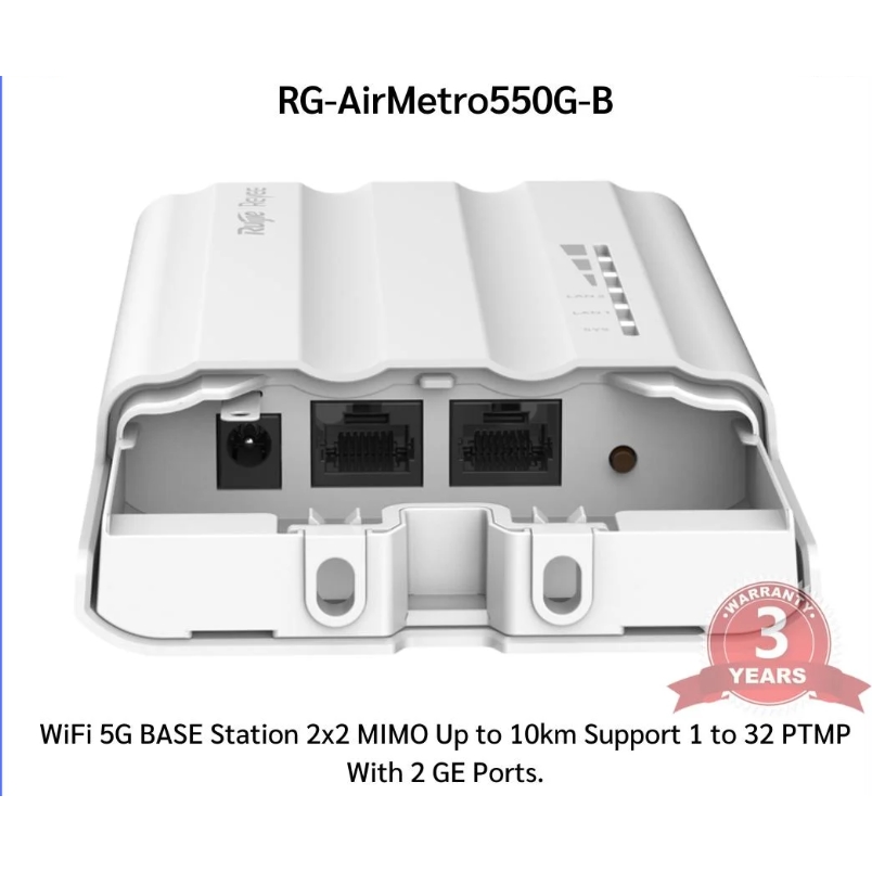 RUIJIE REYEE RG-AIRMETRO550G-B 867MBPS 2 X GE PORT 23DBI 5GHz 1 TO 32 PTMP OUTDOOR BASE STATION ACCESS POINT