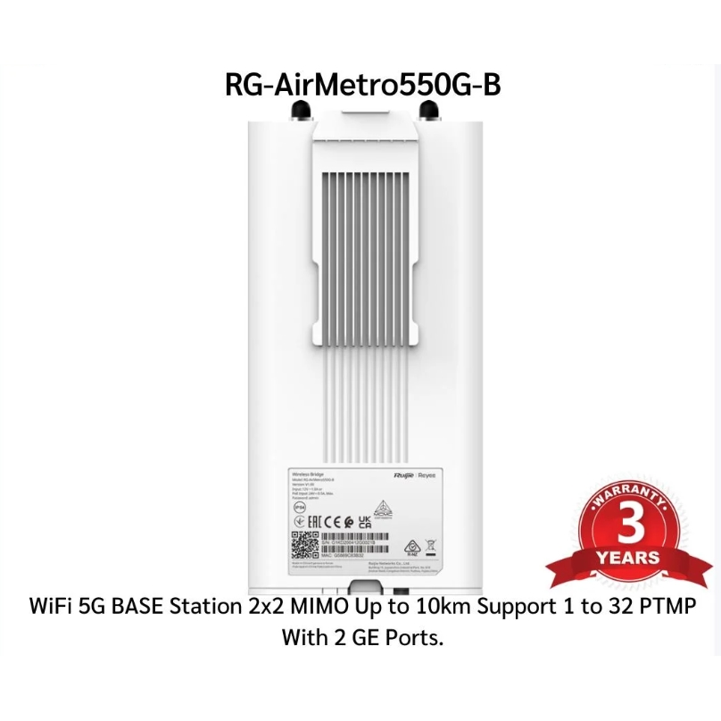 RUIJIE REYEE RG-AIRMETRO550G-B 867MBPS 2 X GE PORT 23DBI 5GHz 1 TO 32 PTMP OUTDOOR BASE STATION ACCESS POINT