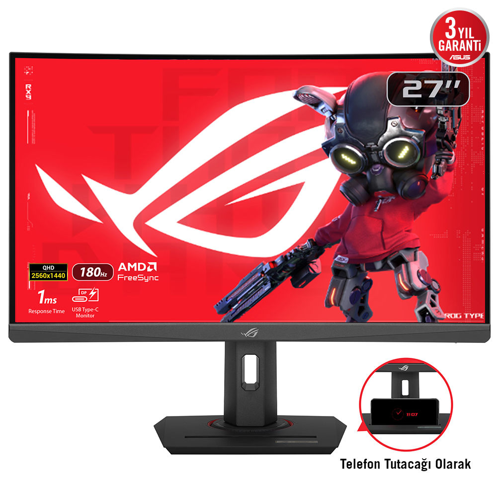 ASUS ROG STRIX XG27WCS 27" 1MS 180Hz QHD 2560x1440 DP/HDMI/TYPE-C VESA PIVOT IPS LED CURVED GAMING MONITOR